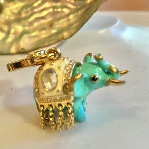 JUICY COUTURE TEAL GOLD TONE LUCKY ELEPHANT CHARM